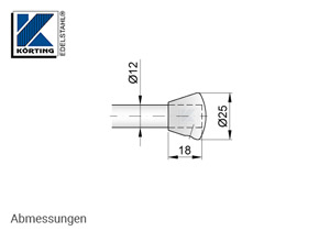 Endkappe aus Edelstahl für Rundmaterial 12 mm - Abmessungen