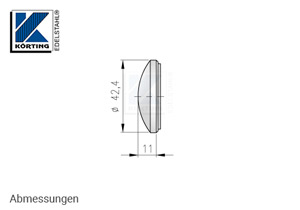 Endkappe für Edelstahlrohr 42,4 mm, gewölbt, massiv, zum Verschweißen - Abmessungen