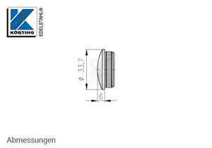 Endkappe aus Edelstahl in Edelstahlrohr 33,7x2,0 mm - Abmessungen