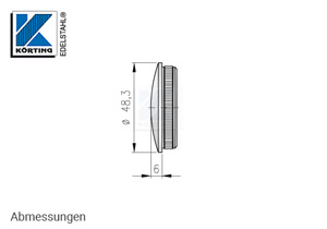 Endkappe aus Edelstahl in Edelstahlrohr 48,3x3,6 mm - Abmessungen