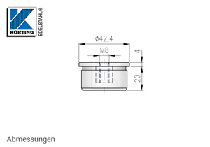 Endkappe, gerade mit Innengewinde M8  - Abmessungen