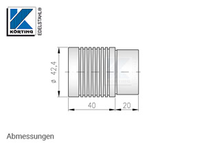 Endkappe mit Rillen für Edelstahl Handlauf 42,4x2,0 mm - Abmessungen