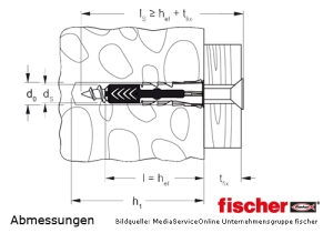 fischer DUOPOWER - 2-Komponentendübel - Abmessungen