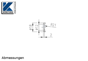 Radienscheibe D18 aus Edelstahl mit einer Fräsung für Rohr 42,4 mm und einer Durchgangsbohrung 12 mm - Abmessungen