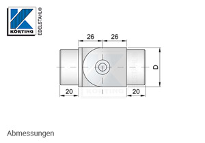 Rohrbogen mit Gelenk 0°-90° zum Einkleben in Rohr 42,4x2,0 mm - Abmessungen