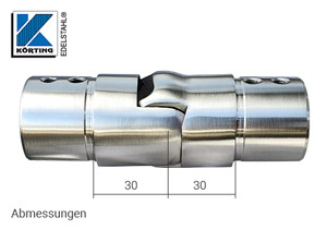 Gelenkverbinder nach oben für Nutrohr - Abmessungen