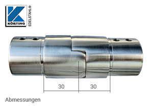 Gelenkverbinder nach unten für Nutrohr - Abmessungen