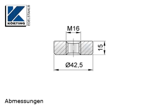 Gewindesscheibe aus Edelstahl mit Innengewinde M16 - Abmessungen