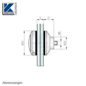 Glaspunkthalter mit Zierschraube D50 - Abmessungen