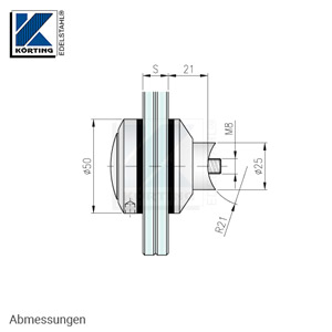 Glaspunkthalter mit Zierschraube D50 - Abmessungen