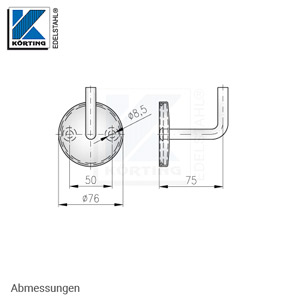 Handlaufhalter für Handlauf aus Edelstahl, Handlaufträger gebogen zum Anschweißen des Handlaufes, Ronde mit Gummiring und Abdeckrosette mit Handlaufträger verschweißt