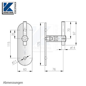 Handlaufhalter für Handlauf aus Edelstahl, mit langer Wandplatte und Durchgangsborhungen 11 mm - Abmessungen Handlaufhalter für Handlauf aus Edelstahl, mit langer Wandplatte und Durchgangsborhungen 11 mm - Abmessungen