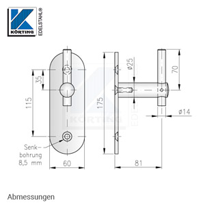Abmessungen des Handlaufhalters mit langer Wandplatte - Handlaufträger zum Anschweißen Abmessungen des Handlaufhalters mit langer Wandplatte - Handlaufträger zum Anschweißen