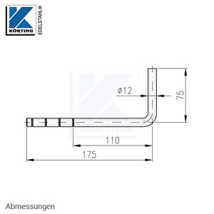 Handlaufhalter 90° gebogen - Abmessungen