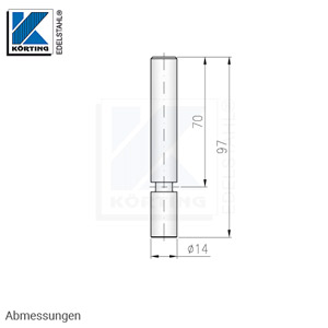 Handlaufträger 14 mm,  gerade, mit Arretierungsrille - Abmessungen