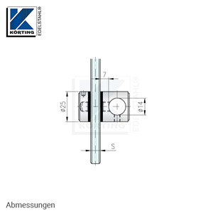 Glaspunkthalter mit Zierschraube D25 - Abmessungen