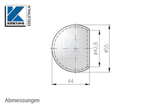 Rohrabschlusskugel hohl - Abmessungen