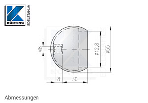Rohrabchlusskugel ø55 mm aus Edelstahl - Abmessungen Rohrabchlusskugel ø55 mm aus Edelstahl - Abmessungen