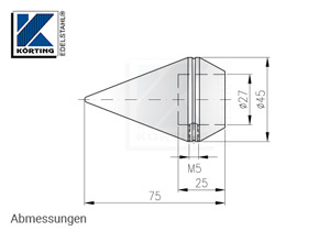 Rohrabschluss - Zierspitze für Rohr 26,9 mm - Abmessungen