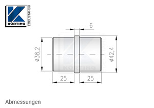 Rohrverbinder zum Einkleben in Rohr 42,4x2,0 mm - Abmessungen