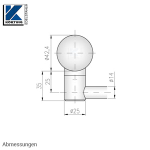 Stabhalter für Geländerpfosten für Rundmaterial 14 mm, mit Sackbohrung links geschlossen - Abmessungen