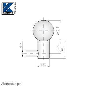 Stabhalter für Geländerpfosten für Rundmaterial 14 mm, mit Sackbohrung rechts geschlossen - Abmessungen