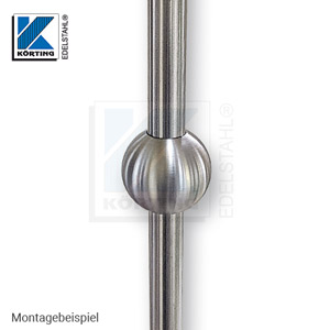 Edelstahl-Kugel ø30 mm, Montage auf Rundmaterial ø12 mm