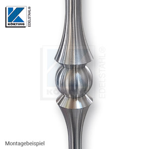 Edelstahl-Kugel ø30 mm als Bestandteil eines Zierstabes montiert