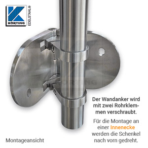 Wandanker für Eckpfosten aus Rohr ø42,4 mm für seitliche Montage an Innenecke