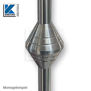 Edelstahl Zierstück Kegel auf Zierstab ø12,1 mm montiert