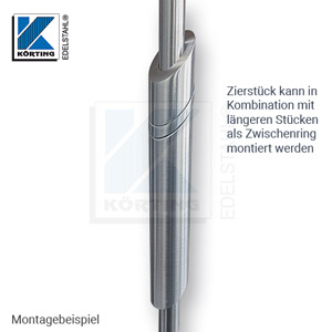 Zierstück schräger Zylinder ø22 mm, Länge 4 mm - auf Zierstab montiert