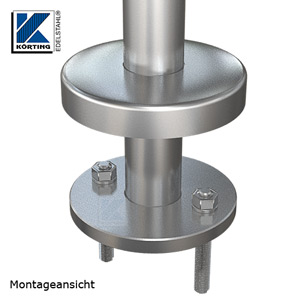 Edelstahl Ronde zur Montage mit Gewindestangen M10 und Abdeckrosette