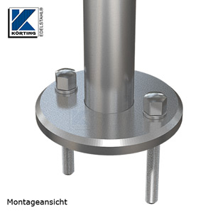 Edelstahl Ronde 125x12 mm zum rückseitigen Verschweißen von Rohr 42,4 mm zur Montage mit Gewindestangen M10