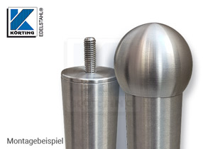 Endkappe mit M8 Montagebeispiel mit Gewindestift und Rohrabschlusskugel Endkappe mit M8 Montagebeispiel mit Gewindestift und Rohrabschlusskugel