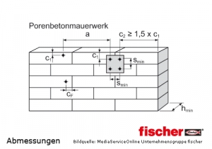 Fischer Porenbetonanker FPX-I einzuhaltende Montagemaße an der Wand Fischer Porenbetonanker FPX-I einzuhaltende Montagemaße an der Wand
