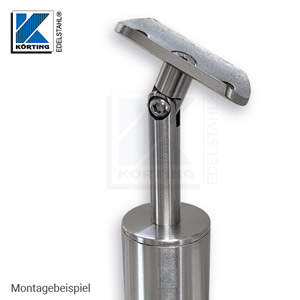Montagebeispiel: Pfostenabschluss mit Endkappe, Handlaufträger und Anschraubplatte Montagebeispiel: Pfostenabschluss mit Endkappe, Handlaufträger und Anschraubplatte