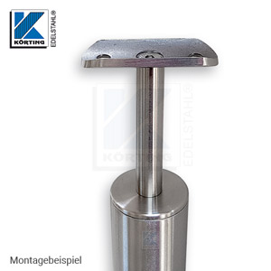 Montagebeispiel Pfostenabschluss mit Endkappe, Handlaufträger und Anschraubplatte