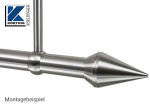 Zierspitze auf Rohr 26,9 mm als Endkappe für Gardienenstange montiert